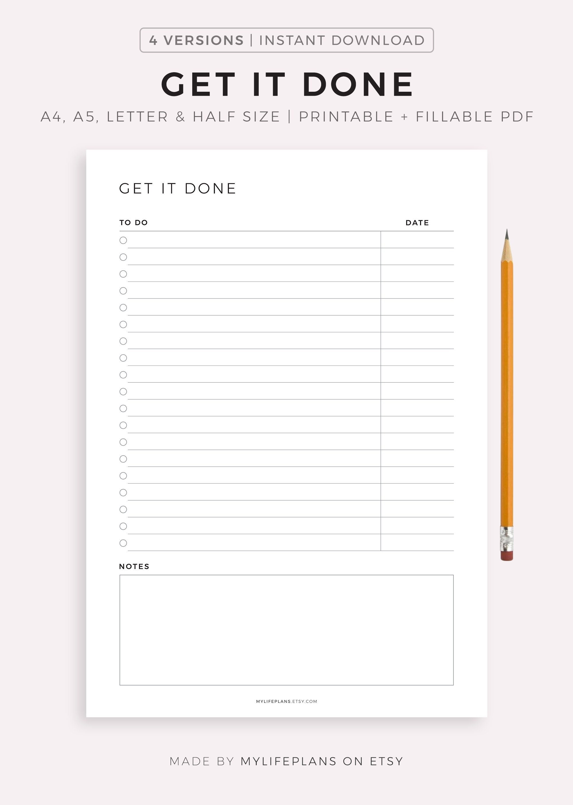 Paper Letter Printable To Do List To Do List Printable PDF half Letter