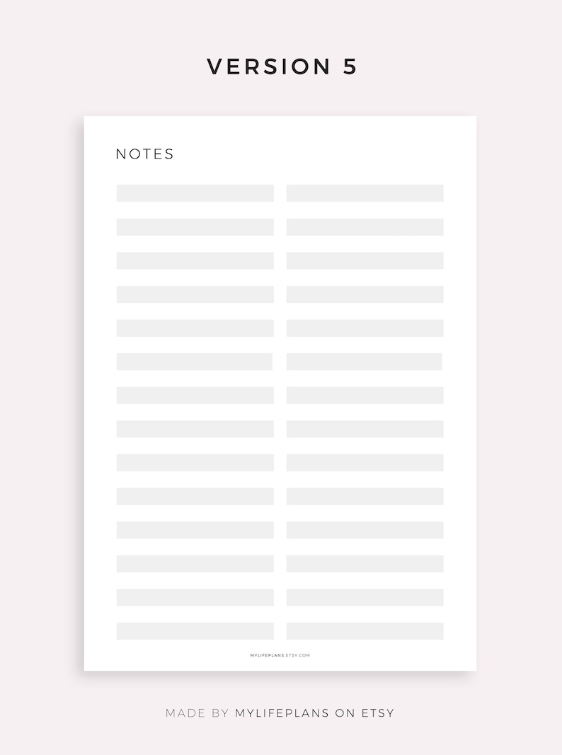 2 Column Notes Page Printable Notes Template Writing Paper Etsy
