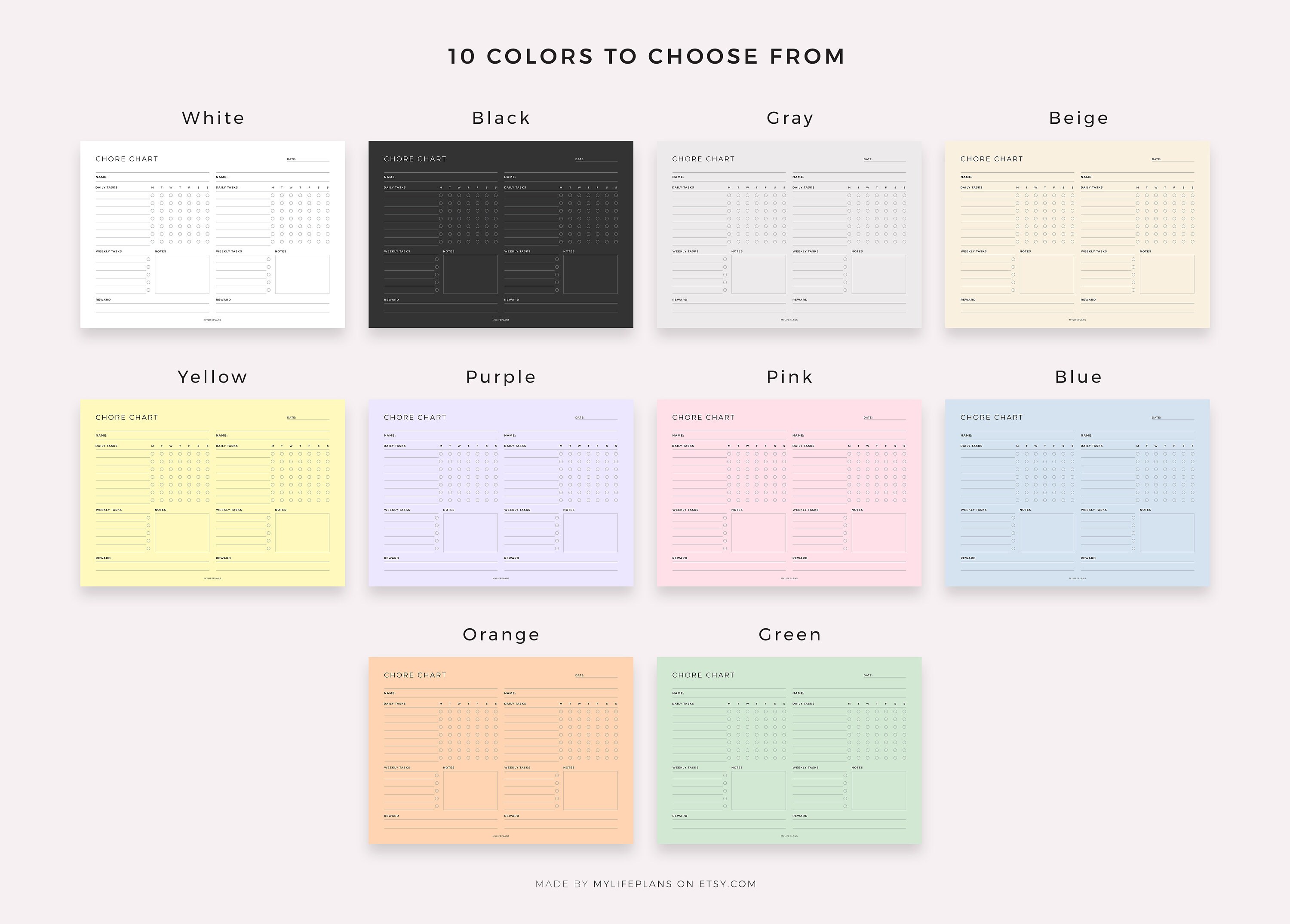 Chore Chart for 2 Kids / Adults Digital Planner for Goodnotes ...