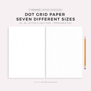 Dot Grid Paper Seven Different Sizes - 4mm, 5mm, 6mm, 7mm, 8mm, 9mm, 10mm,  Printable PDF, A4/A5/Letter/Half, Instant Download