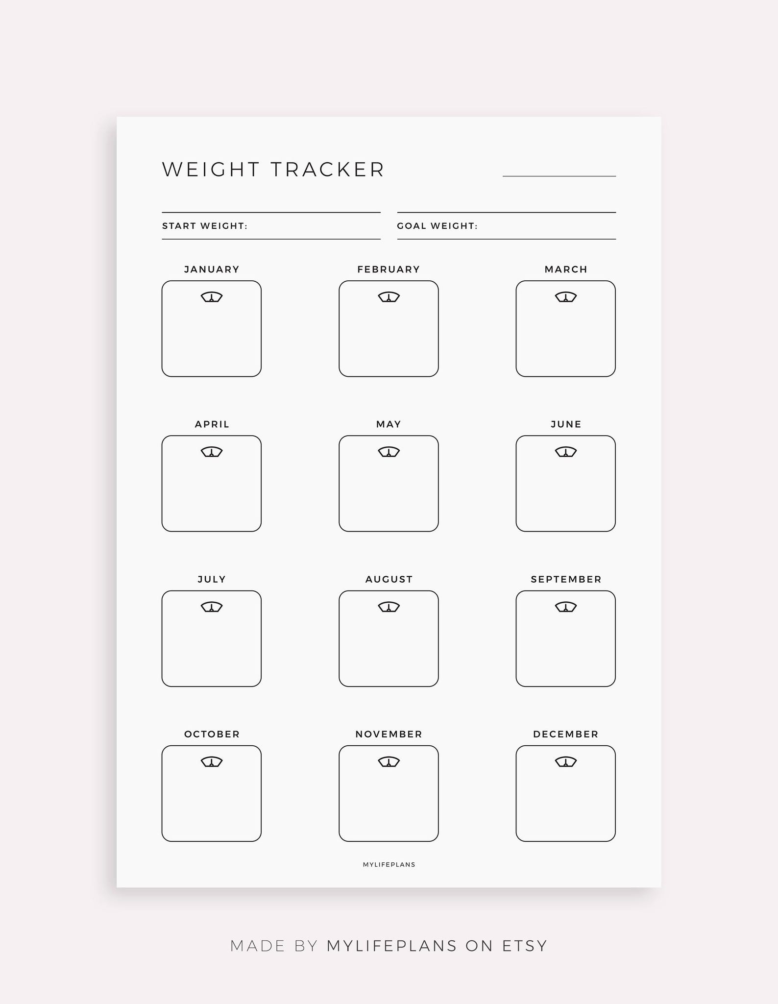 Yearly Weight Tracker for Remarkable Paper Pro, Instant Download - Etsy