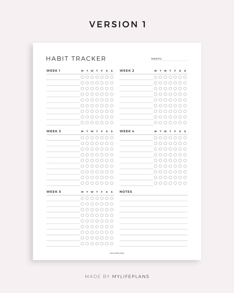 Monthly Habit Tracker Printable for Happy Planner Classic & Big ...