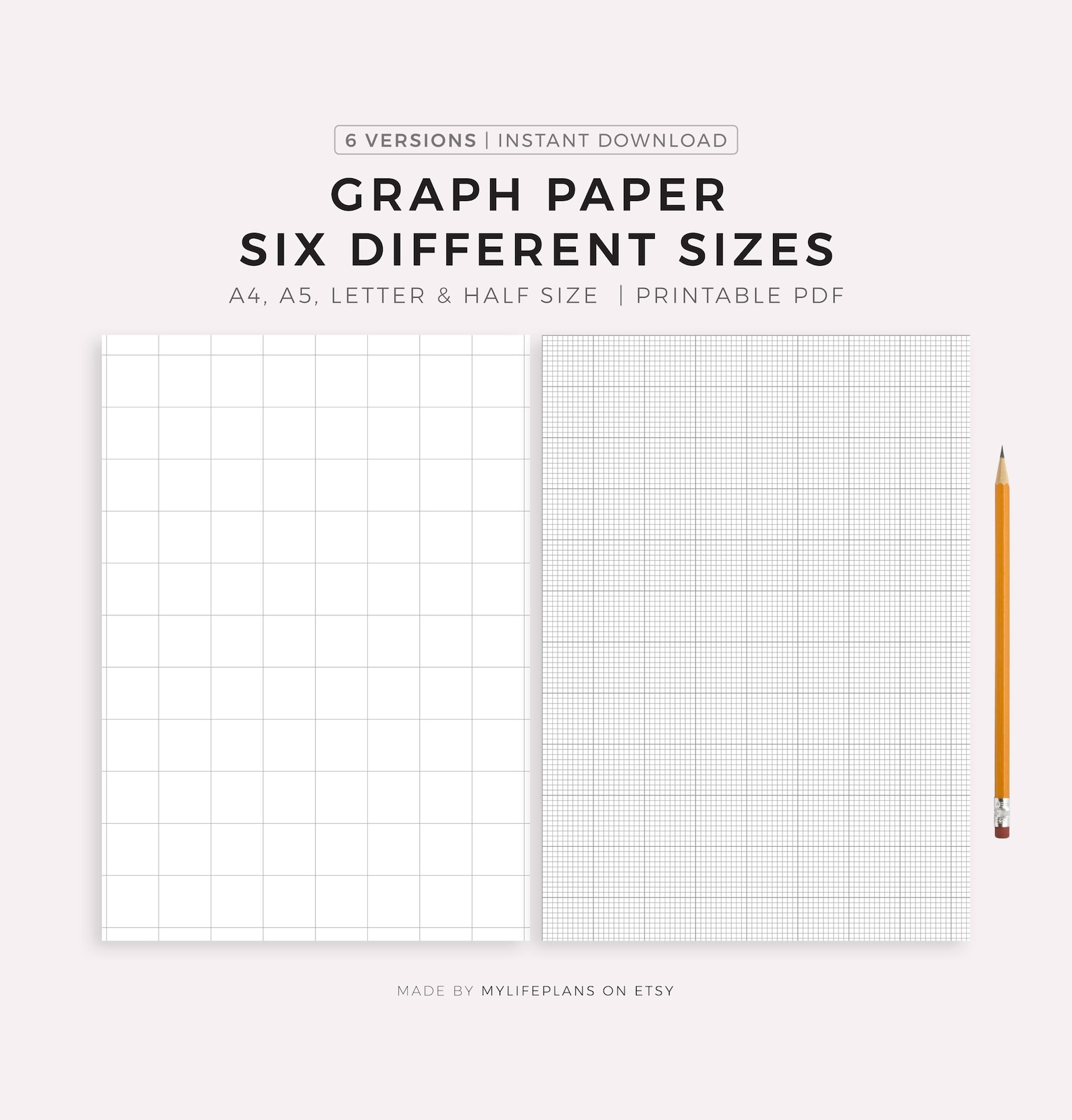 Graph Paper Six Different Sizes - 0.25", 0.5", 1", 10 Squares per Inch ...