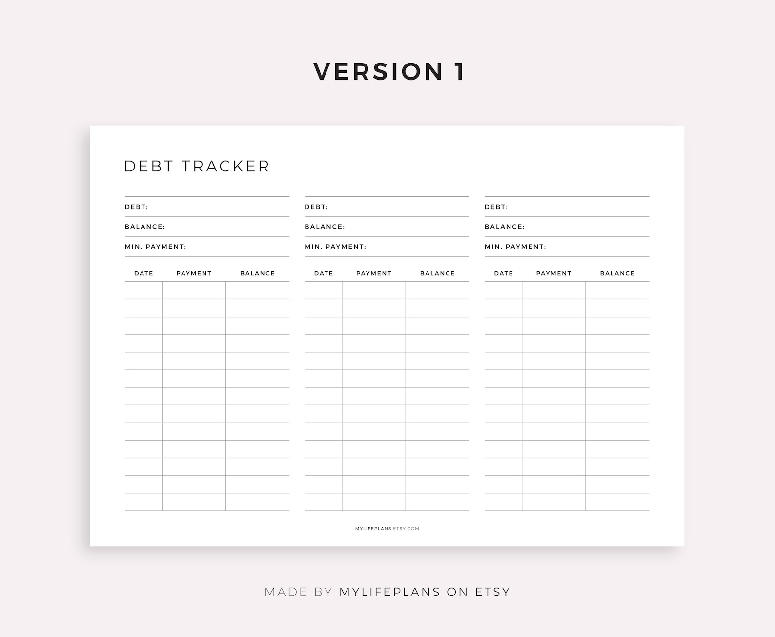 Debt Tracker Printable Landscape, Debt Payoff Log, Debt Overview ...