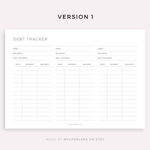 Debt Tracker Printable Landscape, Debt Payoff Log, Debt Overview