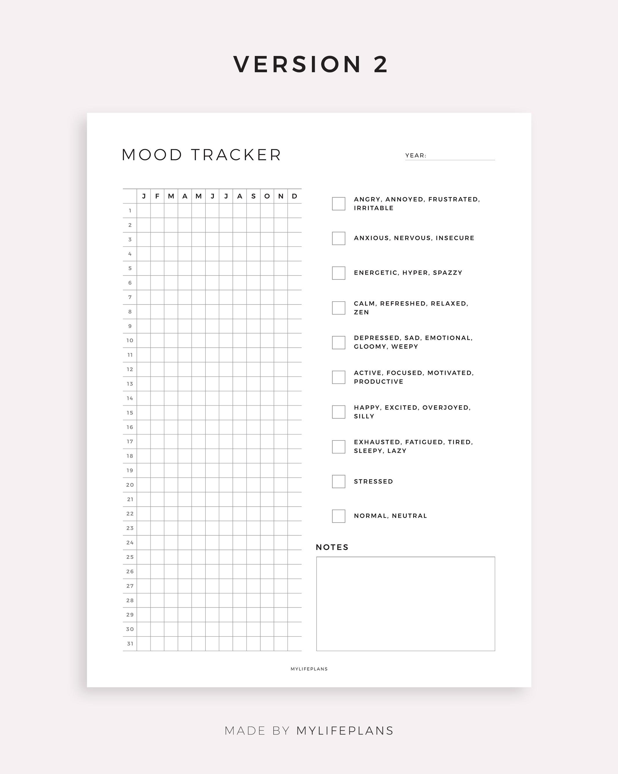 Mood Tracker Printable for Happy Planner Classic & Big, Instant ...