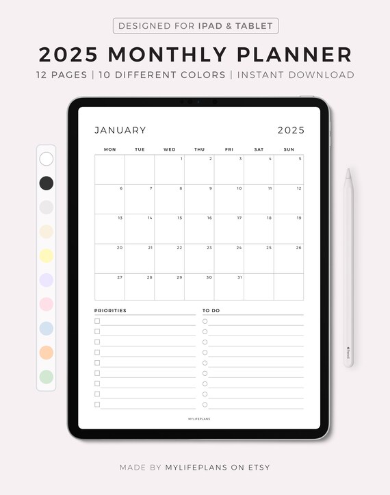 2025 Monthly Calendar Planners And Organizers Free