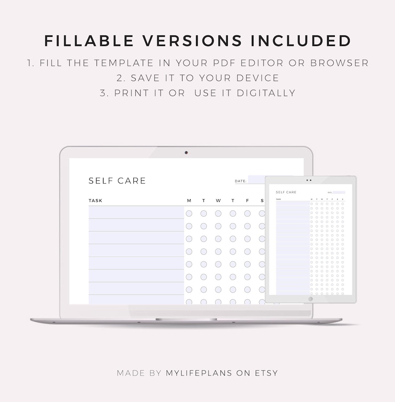 Weekly Self Care Tracker Printable, Daily Self Care Checklist, Routine Planner, Wellness Planner, A4/A5/Letter/Half, Instant Download PDF image 8
