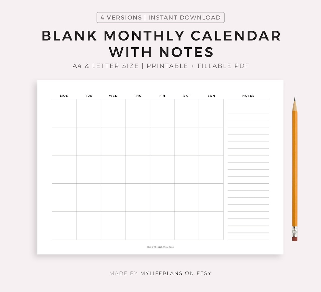 Free Printable Calendar With Notes Pdf