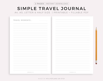 Travel Journal Printable, Travel Memories Pages, Travel Diary, Vacation ...