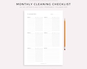 Monthly Cleaning Checklist, Printable Cleaning Template, Cleaning Planner, Cleaning To Do List, A4/A5/Letter/Half Size, Instant Download PDF
