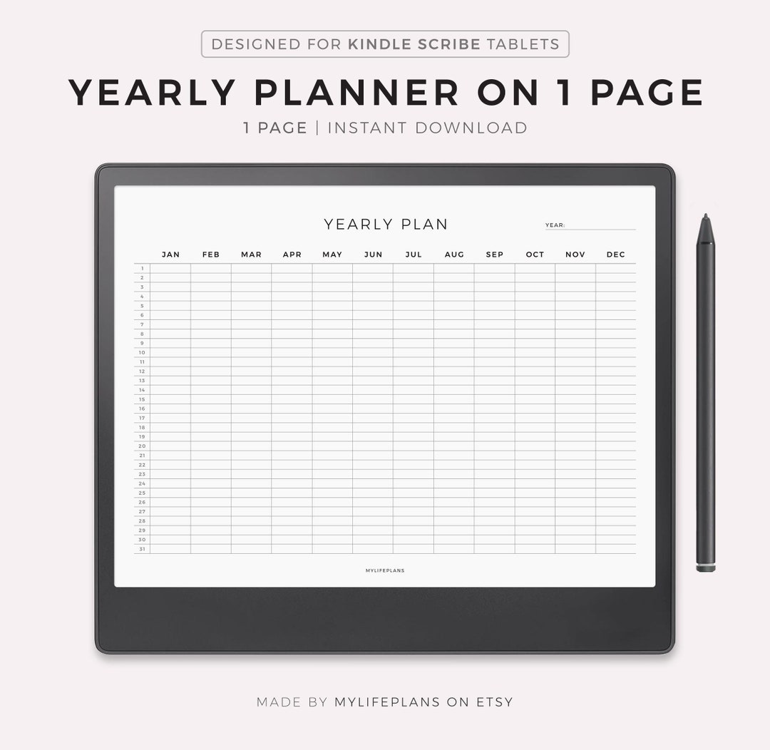 Yearly Planner on 1 Page, Landscape, Year at a Glance, Calendar ...