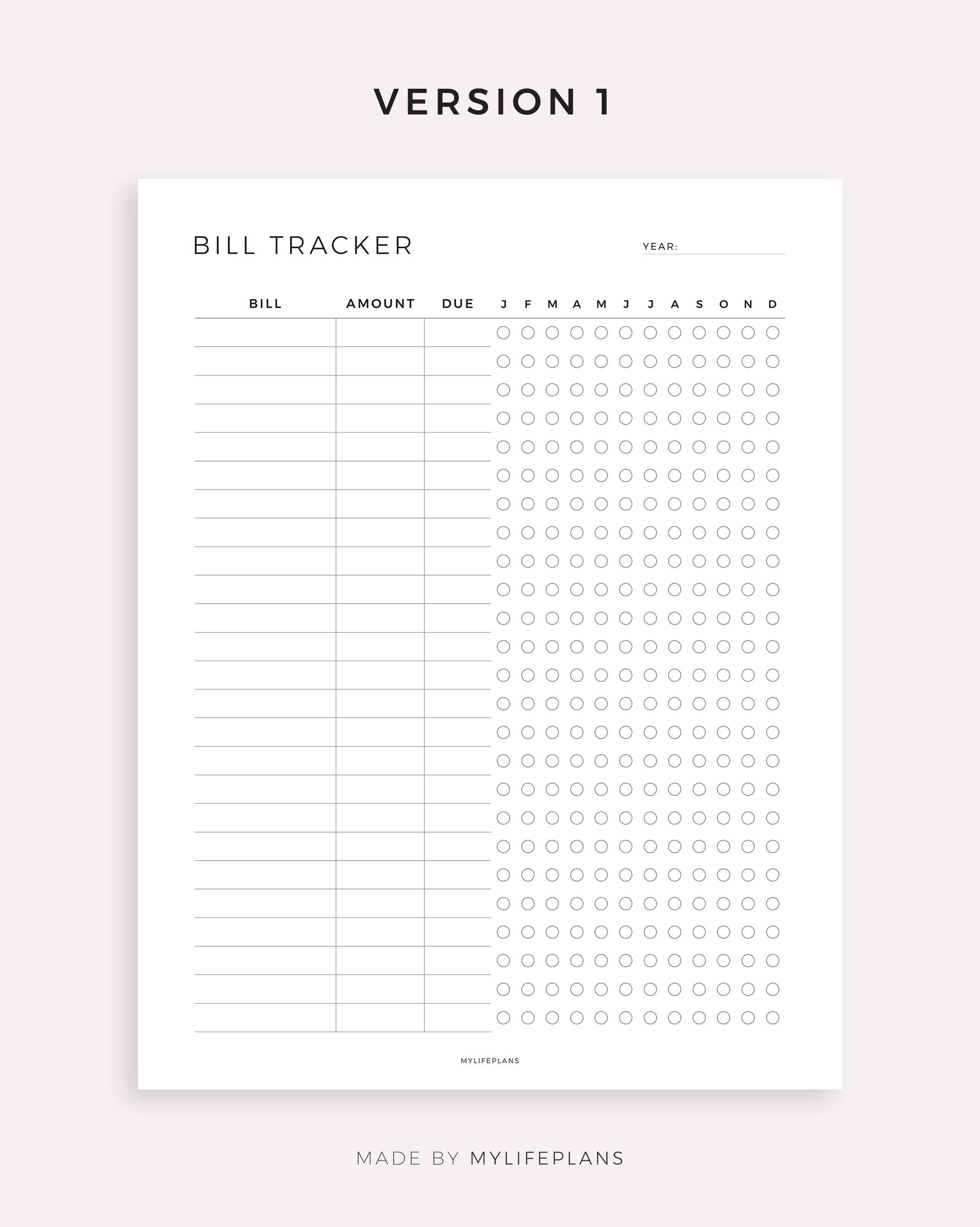 Yearly Bill Tracker, Printable Template for Happy Planner Classic & Big ...