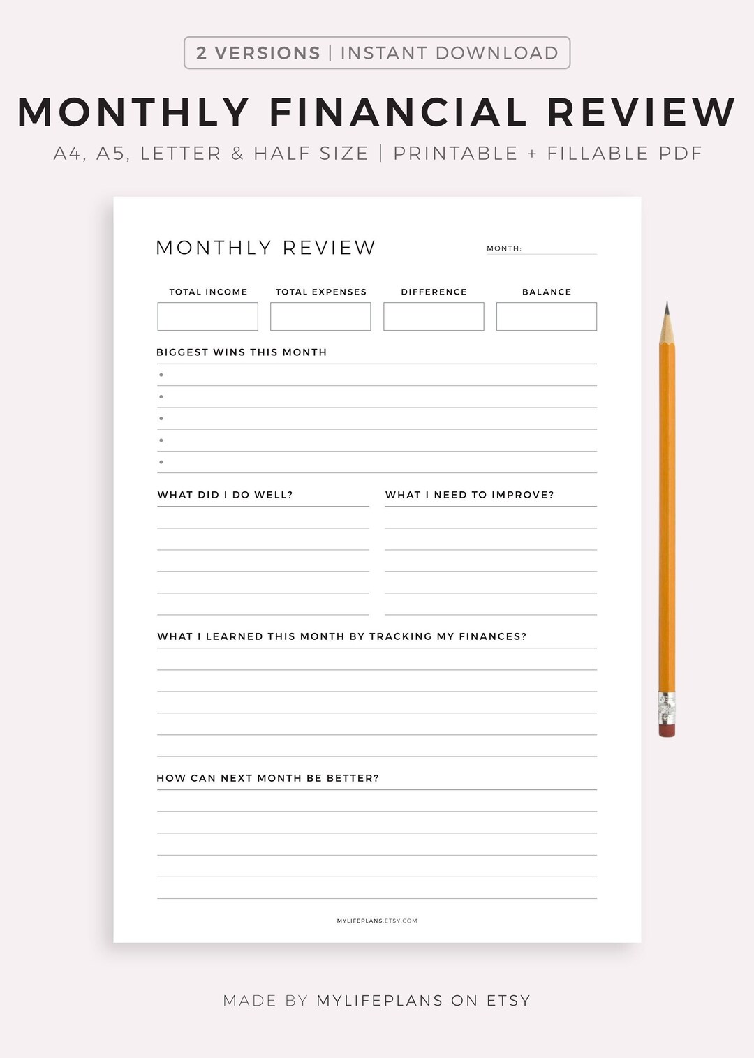 Monthly Financial Review, Financial Reflection, Budgeting Evaluation