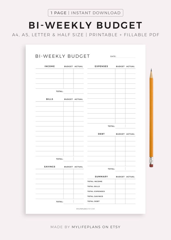 Bi-weekly Budget Planner Printable Fillable Budget Template, 49% OFF