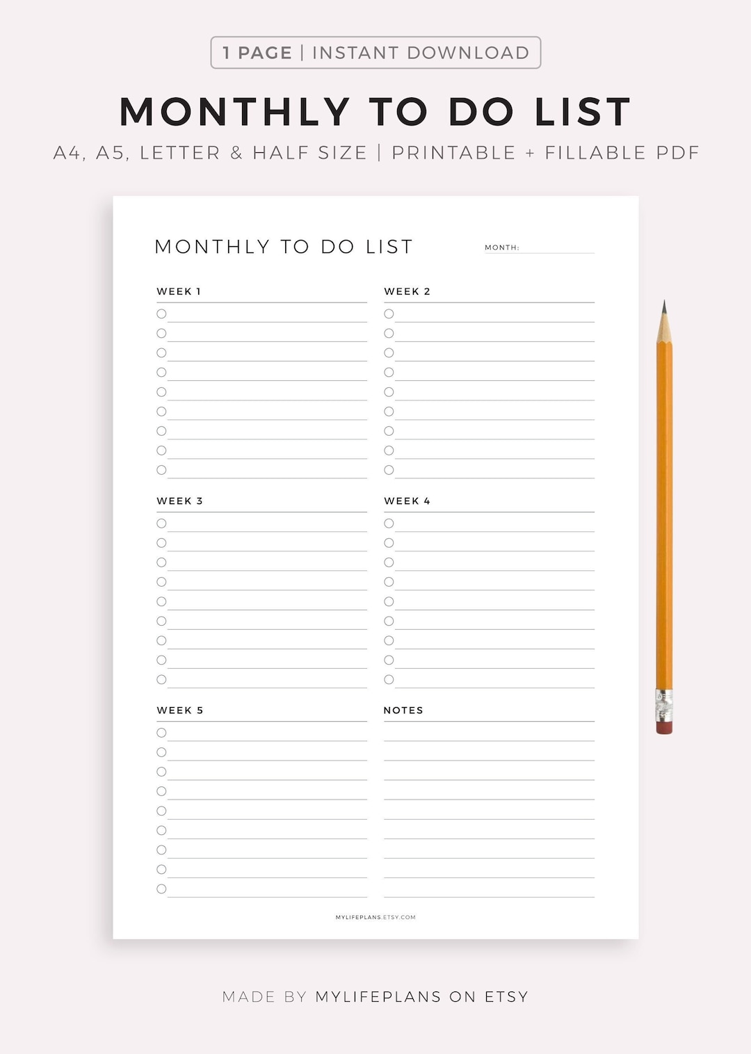 Monthly to Do List Printable, Monthly Task List Template, Monthly Planner, A4/a5/letter/half, Instant Download PDF - Etsy monthly-to-do-list-printable-monthly-task-list-template-monthly-planner-a4-a5-letter-half-instant-download-pdf-etsy