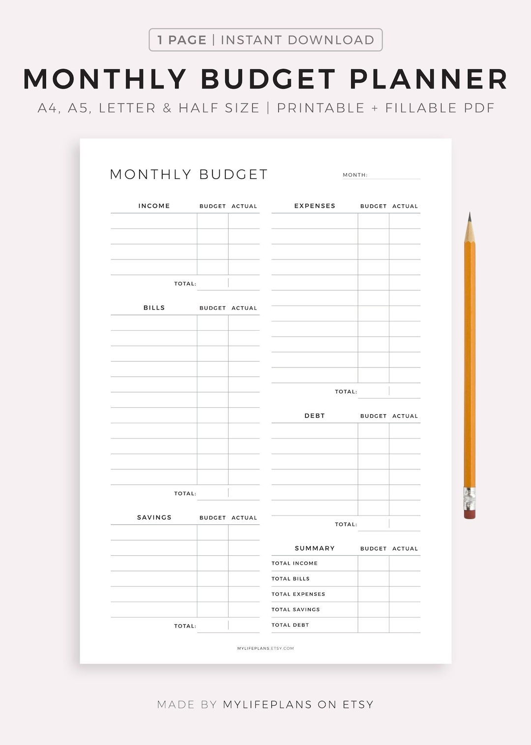 PLANNER BUDGET A5 (DIGITAL) - SPECIAL ENVELOPPES BUDGET - A5