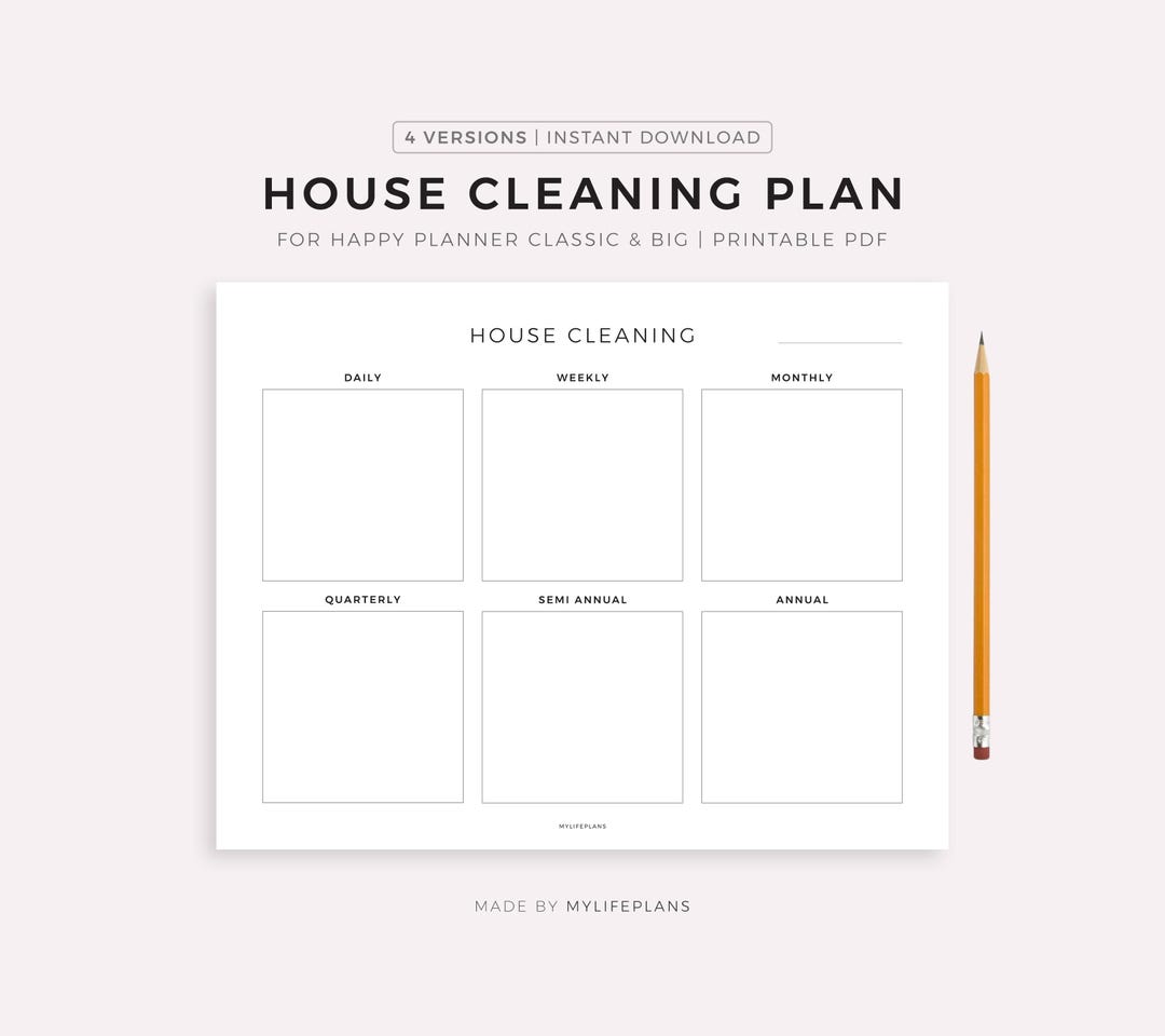 House Cleaning Planner for Happy Planner Classic & Big, Printable PDF ...