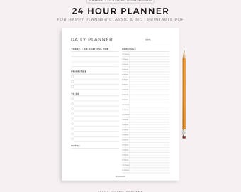 Planner giornaliero 24 ore per Happy Planner Classic & Big, download immediato