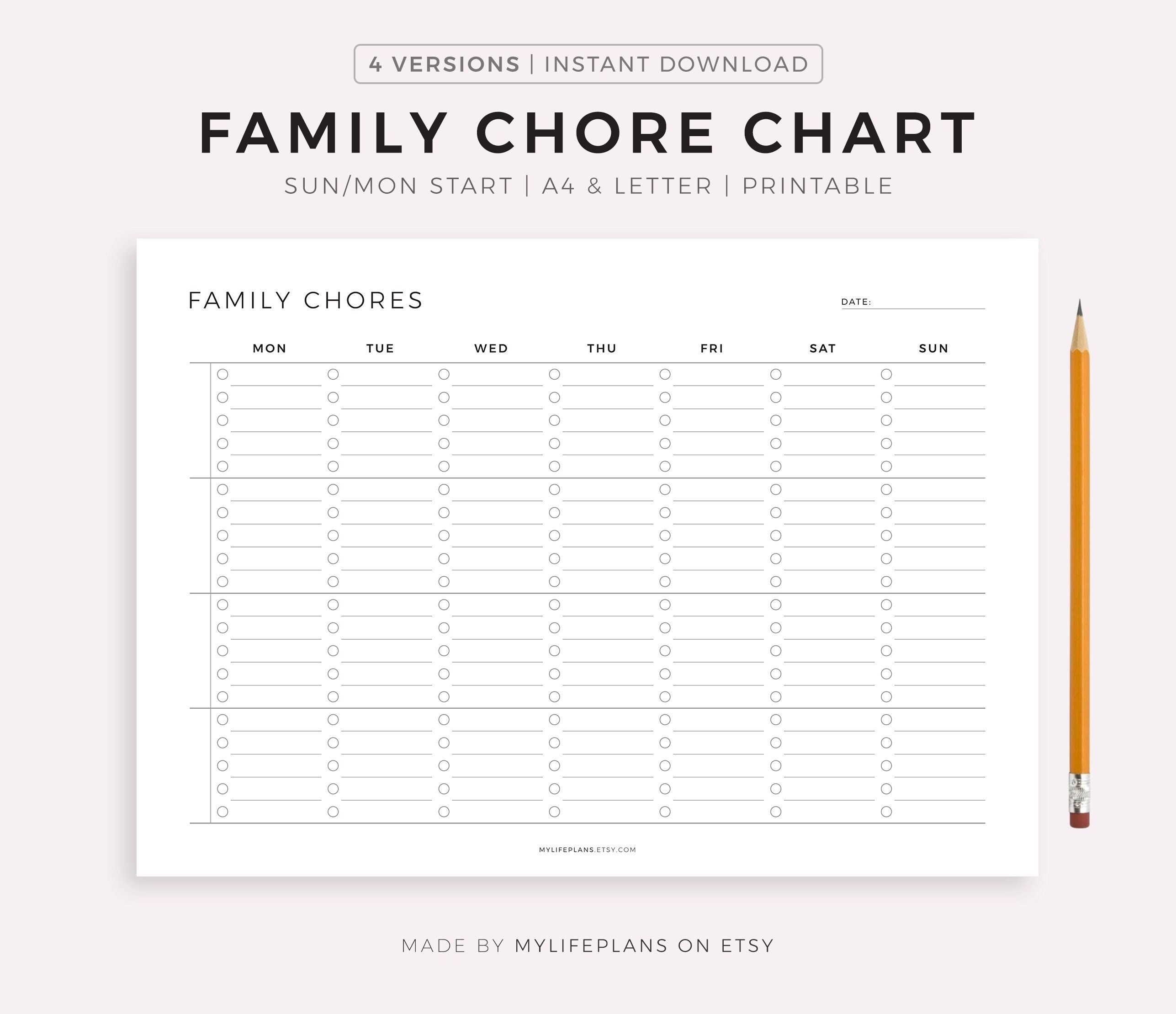 Colorful Family Chore Chart, Editable Family Planner Printable, Weekly  Family Schedule, Family Calendar, Command Center, Household Kid Adult 