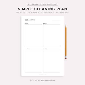 Schlichter Putzplaner, Putzplan Planer, Planer für die Reinigung zu Hause oder im Büro, Putz-Erinnerung, Putz-Vorlage, A4/A5/Letter/Half, Sofort Download PDF