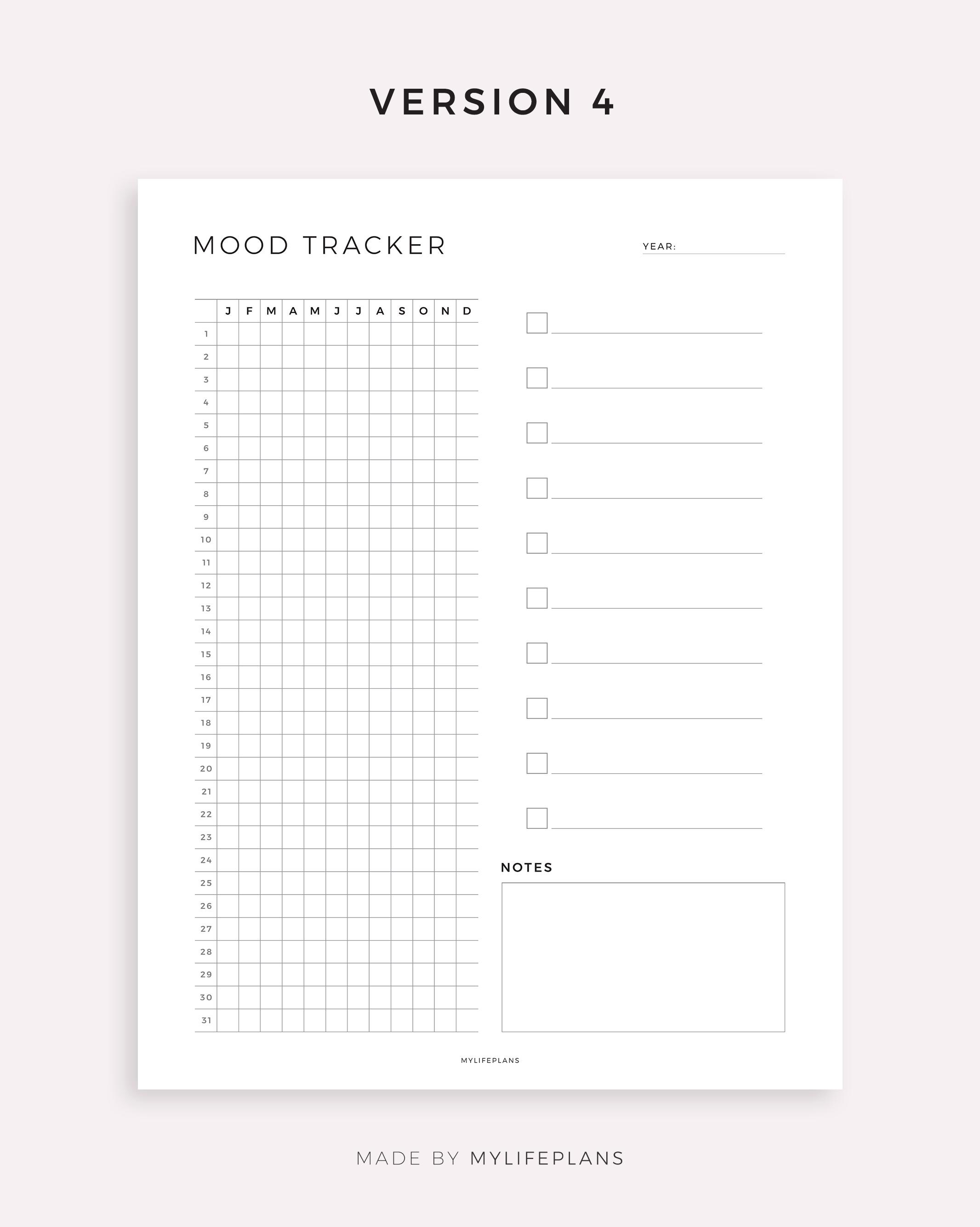 Mood Tracker Printable for Happy Planner Classic & Big, Instant ...