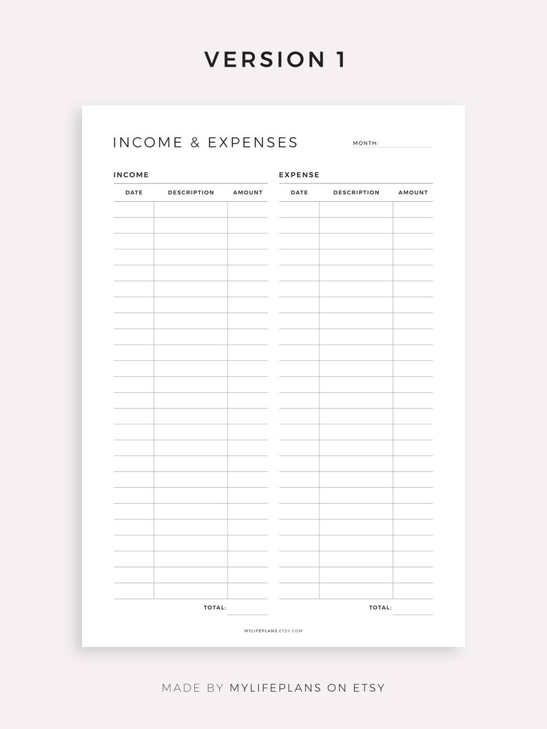 Income & Expense Tracker auf einer Seite, Finanzplaner druckbar, Budgetplaner, Geld-Tracker, A4/A5/Letter/Half Size, Sofortiger Download Bild 2