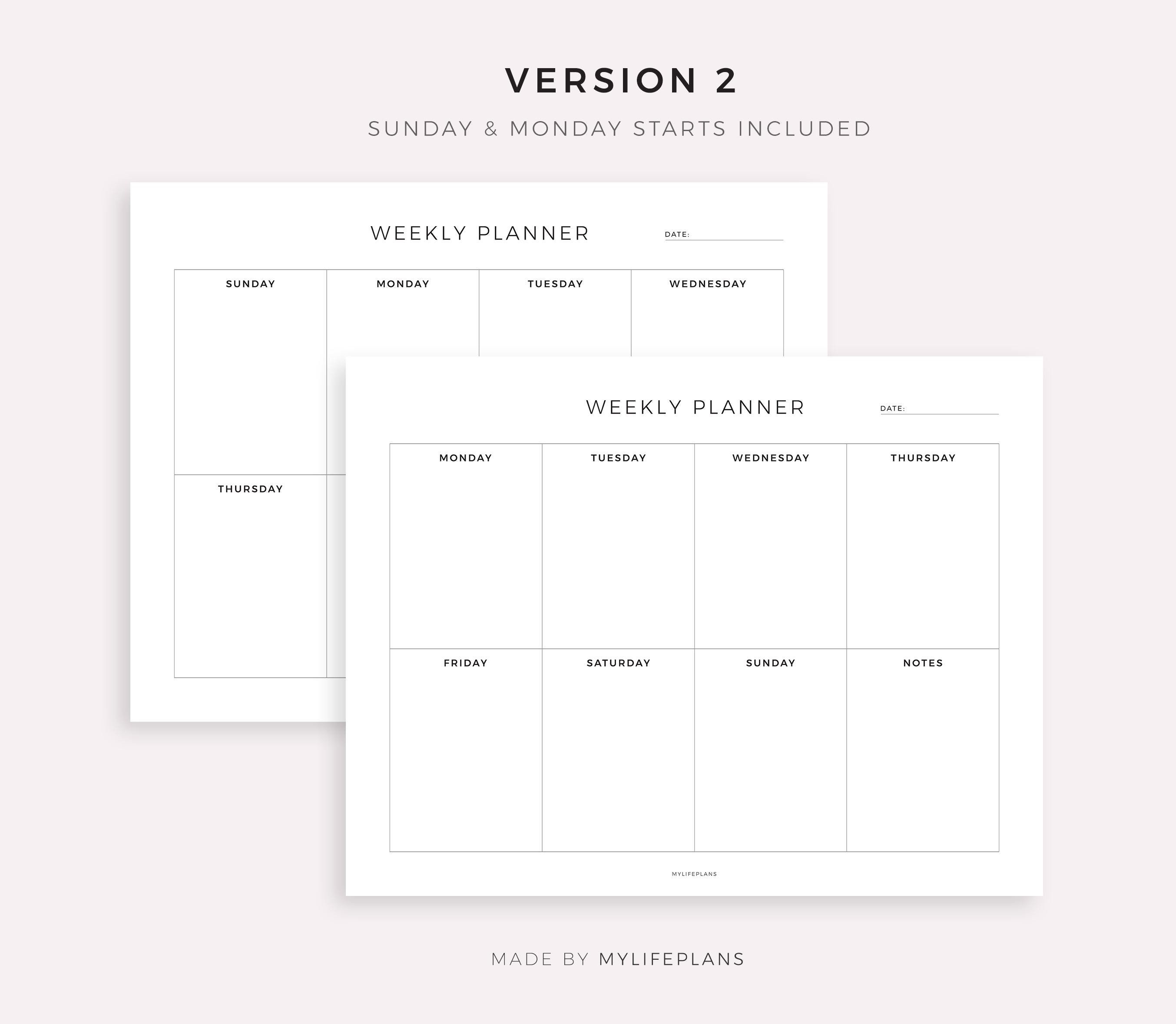 Weekly Planner, Landscape, Printable for Happy Planner Classic & Big ...