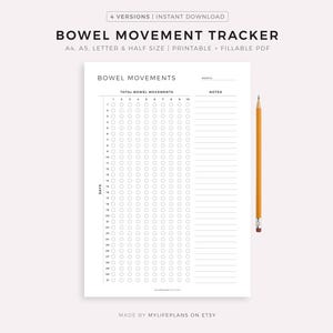 Bowel Movement Tracker Printable Template, Food Sensitivity Journal, IBS Tracker, A4/A5/Letter/Half, Instant Download