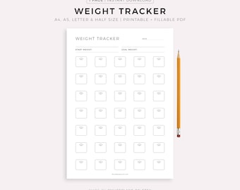 Weight Tracker Printable, Weight Loss Planner, Weight Goal Tracker, Weight Record Template, A4/A5/Letter/Half, Instant Download PDF