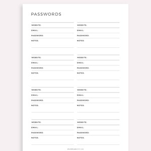 Password Tracker Printable & Fillable, Password Keeper, Password Organizer, Password Log, A4/A5/Letter/Half, Instant Download PDF image 4