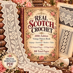 1886 Vintage Crochet Pattern Book, Victorian Lace Edgings & Borders (Digital PDF)