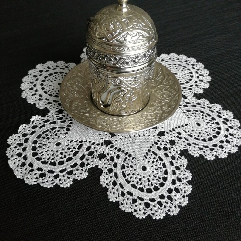 Diameter Polyester Crochet Lace White Vintage Style 8 Crochet Doily 20Cm