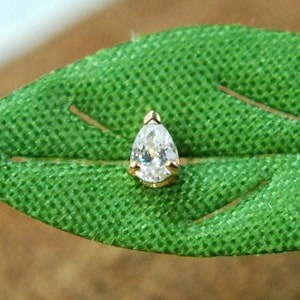 Tish Lyon 14kt Yellow or White Gold Pear Shaped Cubic Zirconia Threadless End