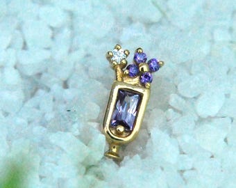 14k Yellow Gold Threadless Cocktail Drink End - CZ / Cubic Zirconia