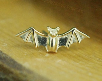 Solid 14k Yellow or White Gold Bat Threadless End - push fit
