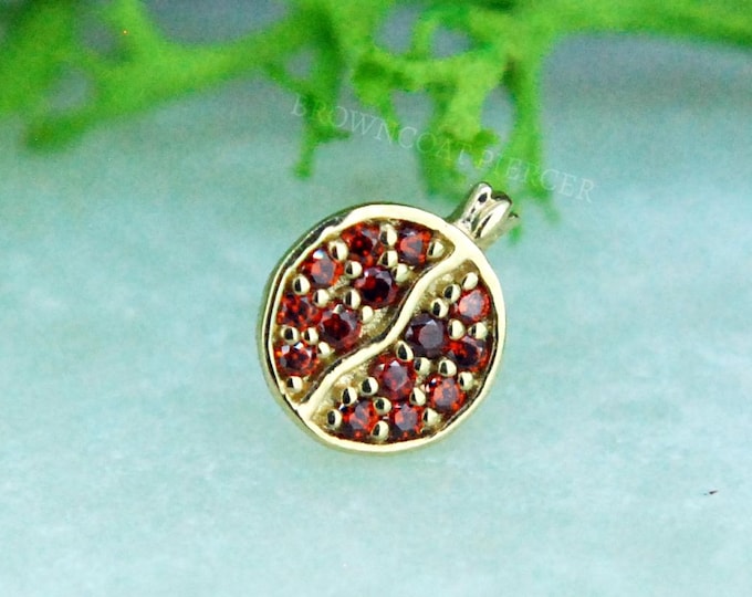 14k Yellow Gold Threadless Pomegranate End - CZ / Cubic Zirconia - push fit attachment