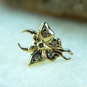 JUNIPURR Solid 14k Gold Luna Threadless End with CZ gems