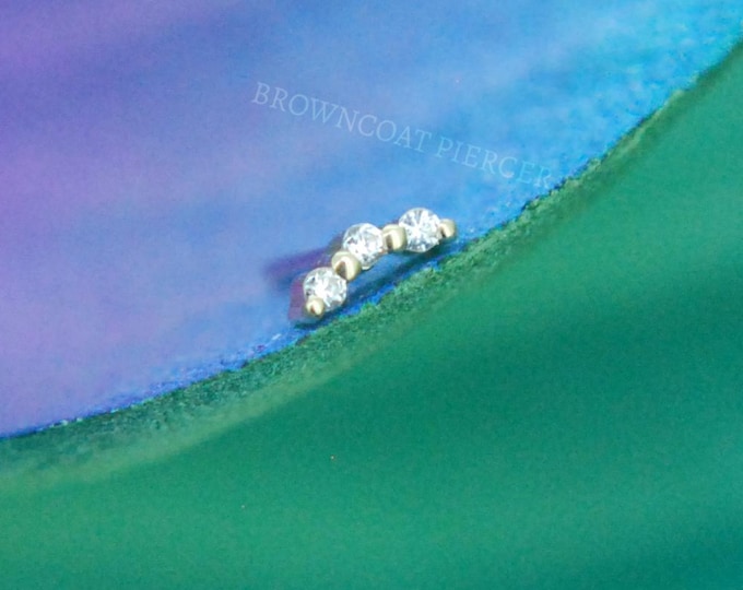 14k Yellow Gold Bitsy End - CZ - Cubic Zirconia Crystal - push fit attachment