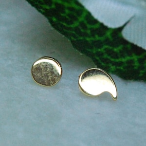 Junipurr 14k Solid Gold Semicolon Threadless End Set - Body Jewellery, pair - Disc and Comma