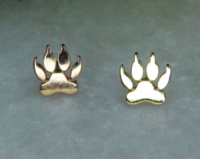 Solid 14k Gold Paw-Fect Pawprint Threadless End - Junipurr - push fit - cat, animal paw print