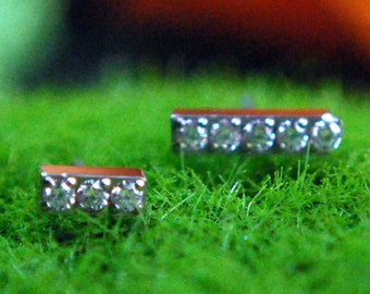 Titanium Threadless Gem Bar CZ Gem End - Implant Grade - Push Fit - Three or Five