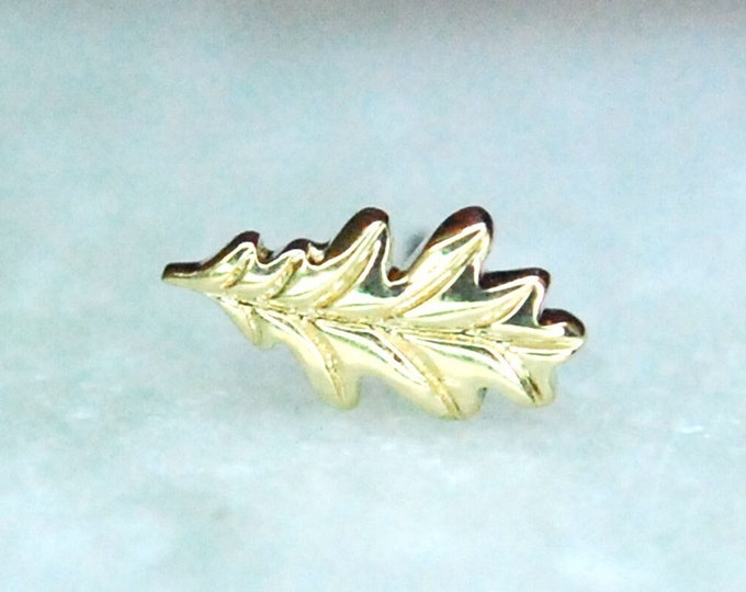 Solid 14k Gold Oak Leaf Threadless End - Yellow, Rose, & White Gold - Junipurr - Push Fit