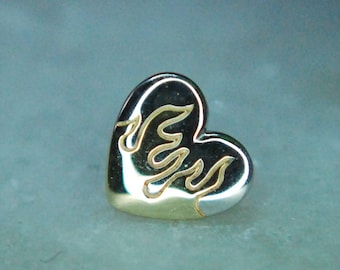 Solid 14k White and Yellow Gold Lust Threadless End - Heart with flames Junipurr