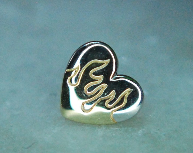 JUNIPURR Solid 14k White and Yellow Gold Lust Threadless End - Heart with flames Push fit
