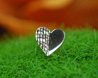 14kt Solid Rose or Yellow Gold Heart Threadless End - Half Diamond Cut