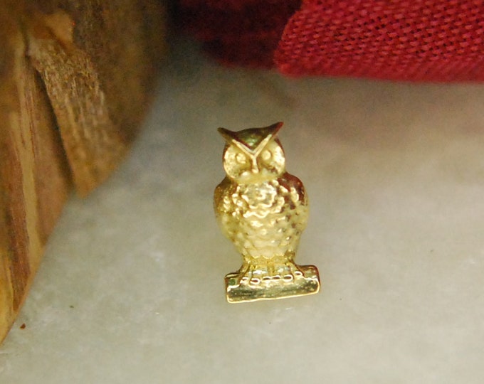 18k Solid Yellow Gold Threadless Owl End - Anatometal - Push fit attachment, pop fit, body piercing
