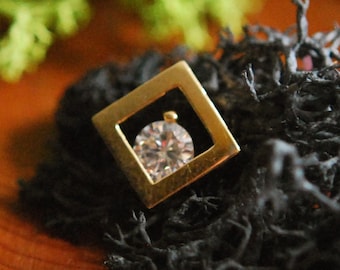 Solid 14k Yellow Gold Ada Threadless End - Crystal CZ - Cubic Zirconia