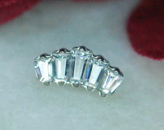 Titanium Five CZ Gem End - Implant Grade Titanium - Threadless or Threaded Option