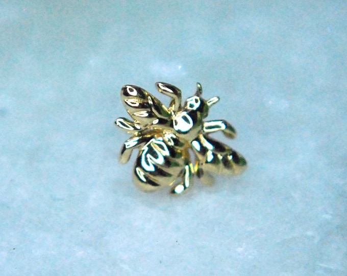 Solid 14k Yellow Gold Bee Holier Threadless End - Push fit attachment